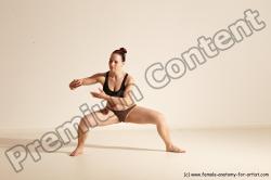 Underwear Martial art Woman White Moving poses Average long colored Dynamic poses Academic